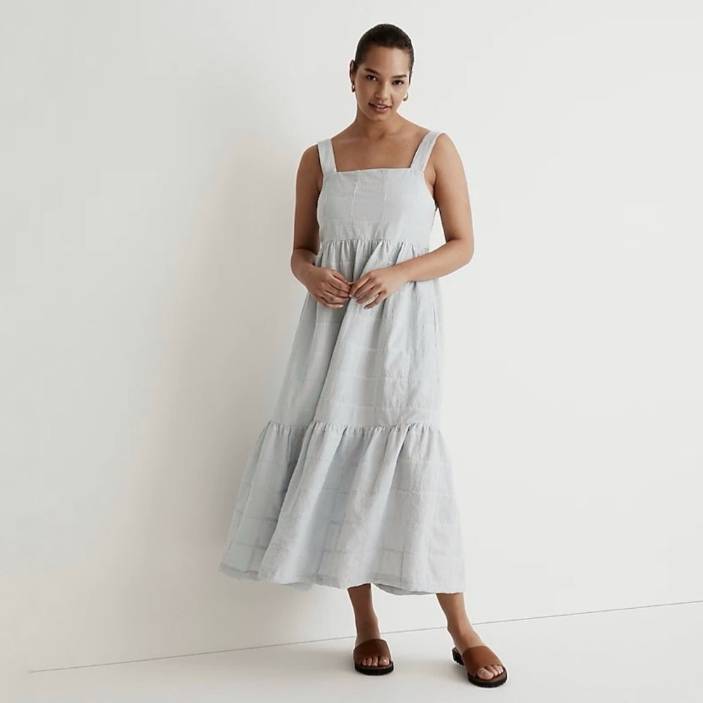 Madewell Cicely Tiered Midi Dress in Patchwork